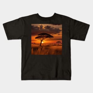 African Savannah Sunset Kids T-Shirt